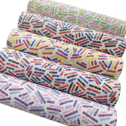 135x30cm Multicolored Printed Chunky Glitter Faux Leather Fabric Sheet for Making Decoration/DIY Accessories