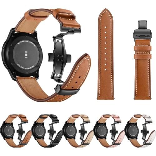 22mm Butterfly buckle Leather strap for Huawei watch gt 2 Pro 46mm /GT 2e /HONOR Magic 2 GS Pro band bracelet smart watch band