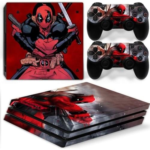 Marvel Deadpool Captain America Vinyl Skin Sticker for PS4 Pro Console and 2 Controllers Decal Cover Game Accessories