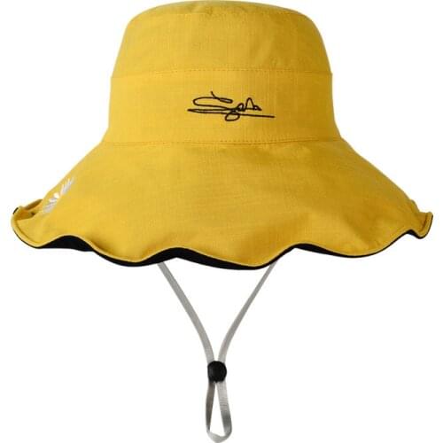 Summer Cotton Sun Hat for Women Detachable String Wide Brim Trendy Embroidered Daisy Fashion Sunhat