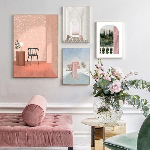 Modern Light Luxury Architectural Art Corner Canvas Painting Posters and Prints Wall Art Picture for Living Room Home Decoration