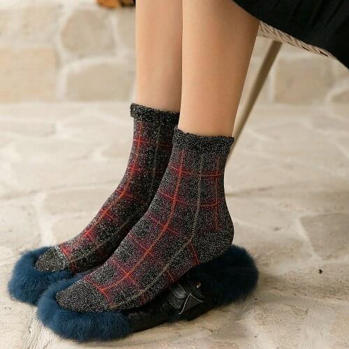 Socks Womens Tube Socks Gold And Silver Silk Cotton Womens Socks Tide Socks Autumn And Winter Lace College Style Ins Korean Ve