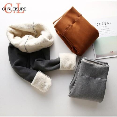 CHRLEISURE Thermal Legings for Women Autumn Winter Thick Solid Color Slim Fit Warm Leggings Femme High Waist Elastic Leggings
