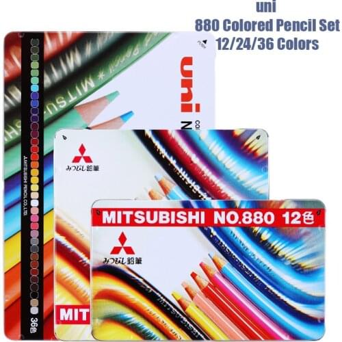 1 Set Japan Mitubushi uni No.880 Colored pencils Art Decor Colored Drawing Pencils Student Office 12/24/36 colors set