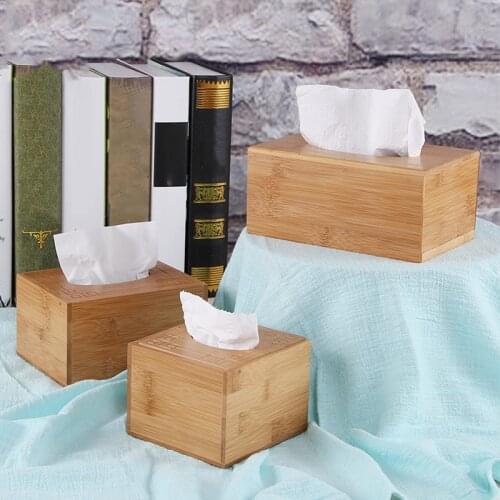 1PC Bamboo Tissue Box Holder Storage Wood Paper Box Dining table Wooden Napkin Holder Tissue Case Canister Organizer Creative