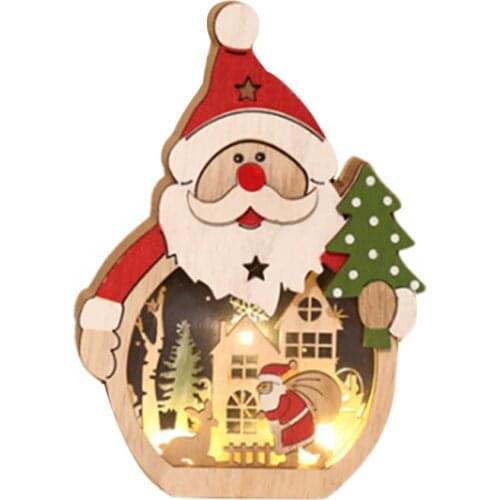 1Pc Christmas Adornment LED Luminous Xmas Faceless Wooden Ornament for Desktop