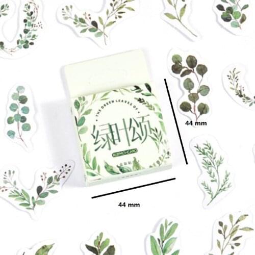 46pcs Kawaii Sticker Boxed Green Leaf Plant Landscape Stationery Decoration For Mobile Phone Case Gift Packaging Label New