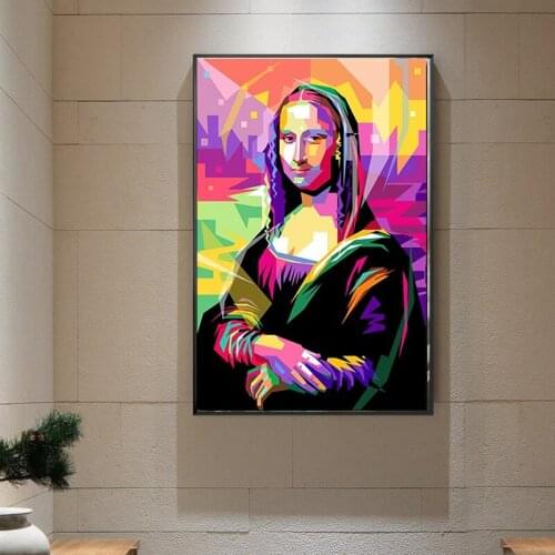Abstract Watercolor Mona Lisa Portrait Poster and Prints Wall Art Oil Canvas Painting Posters Wall Art Pictures Home Decoration
