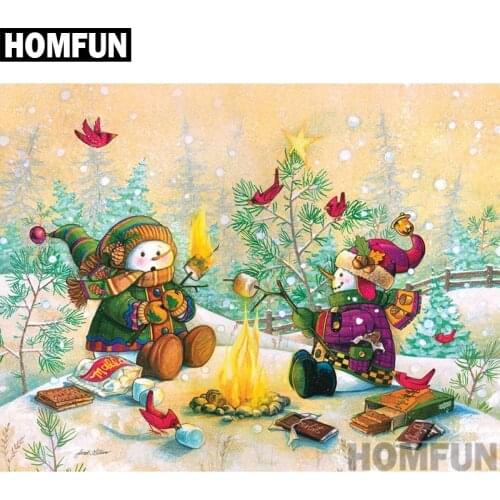 HOMFUN Full Square/Round Drill 5D DIY Diamond Painting "Christmas Snowman" 3D Embroidery Cross Stitch 5D Decor A00835