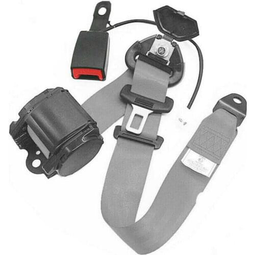 Beige Grey Car Auto 3 Point Car Safety Seat Belts Lap & Diagonal Belt With Curved Rigid Buckle Cable Safety Travel Accessories