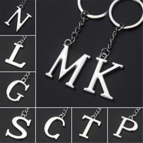 DIY 26 Letter Pendant Key Chain For Women Men Silver Color Metal Keychain A To Z Simple Key Ring Key Holder Bag Accessories Gift
