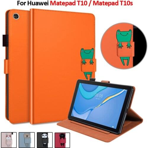 Cute Cat Bear Panda Tablet Cover For Huawei Matepad T10 Case PU Leather Wallet Stand Funda For Huawei Matepad T10s T 10s Case
