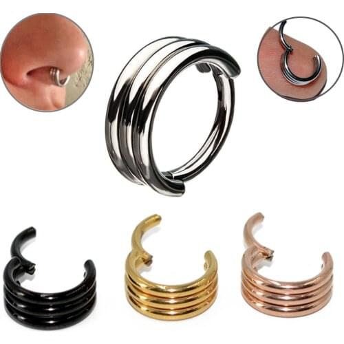 Dreamlee 1Piece Segment Ohr Knorpel Schmuck Trio Layer Steel Septum Clicker Daith Hoop Ring Nose Labret Ear Tragus Cartilage