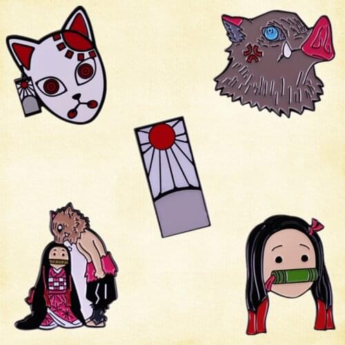Blade of Demon Destruction Kimetsu no Yaiba Tanjiro Nezuko Kamado Inosuke Hashibira pig Nezuko curse enamel pin Anime brooch