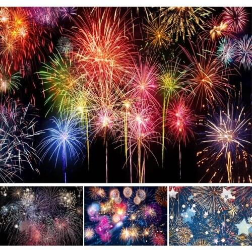 Fireworks Backdrop Photography Newborn Kids Background Merry Christmas Happy New Year Festival Party Children Portrait 2022