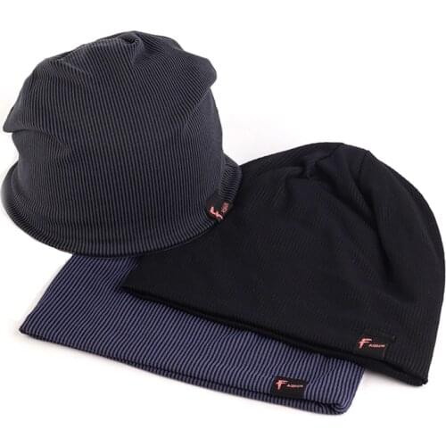 Geebro Fashion Unisex Beanie Hat Women Baggy Casual Skullies Beanies Solid Color Knitted Striped Bonnet Hats Retro Men Caps