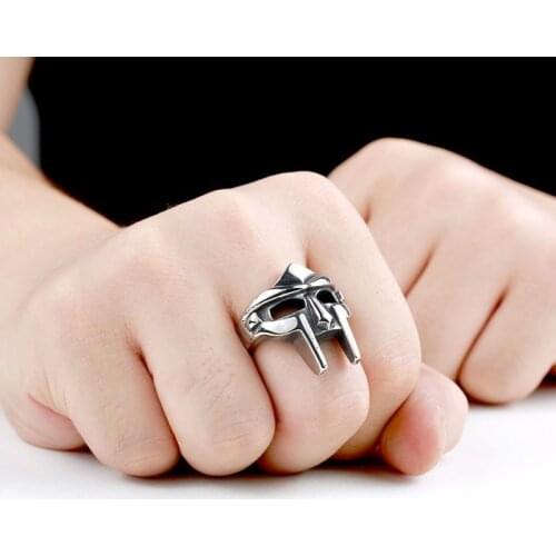 Classic Retro Mens Ring Punk Gothic Style Stainless Steel Egyptian Pharaoh Mask Ring Accessories Jewelry for Male Party Gift