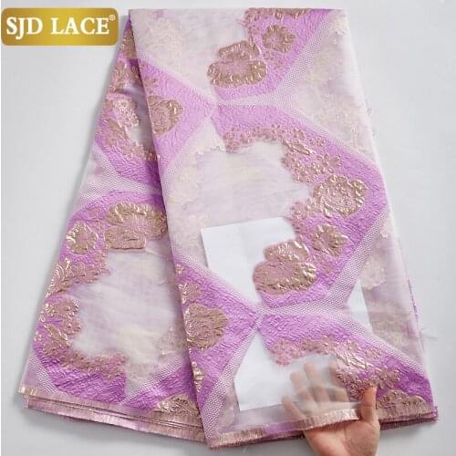 SJD LACE Beatiful French Brocade Lace Fabric Embroidery Gilding Jacquard Tissue African Lace Fabric For Bridal Wedding Sew A2393