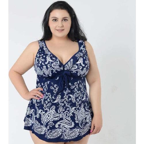 4Xl 8Xl Large Size Swimwear Plus Size One Piece Swimsuit Women 2019 Floral Skirt Swim Suit Dress Bathing Suit For Fat Women 0688