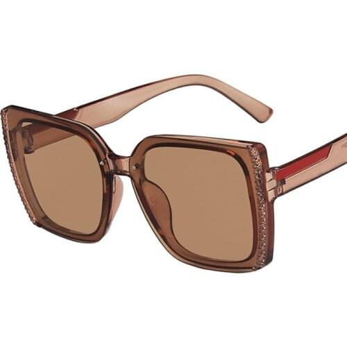 Square Frame Women Men Sunglasses Tan Gray Lens UV400 Eye Protection Girl Sexy Ladies Outdoor Eyewear