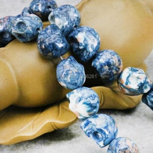 Hot Sale Multicolor Riverstone Rainbow Semi-precious Stone Skull For Women Girl 12mm Loose DIY Beads Women Jewelry Making Design