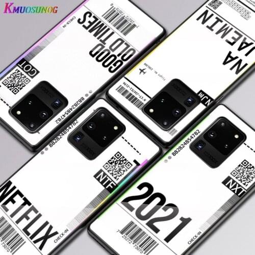 Fashion Travel Air Ticket For Samsung Galaxy S20 FE S10e S10 S9 S8 Ultra Plus Lite Plus 5G Tempered Glass Cover Phone Case