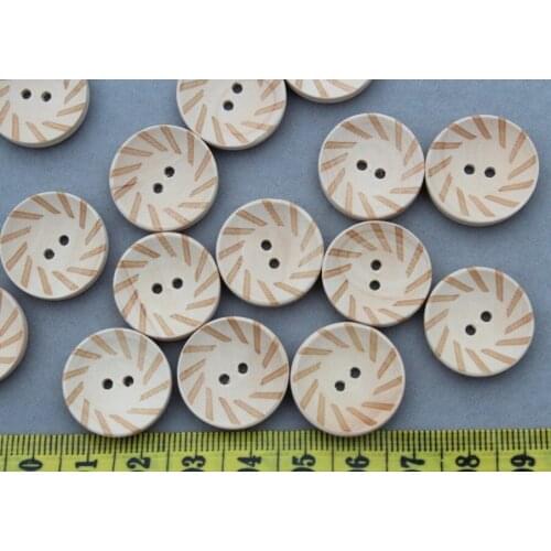Set of 500 pcs of Round 2 holes Wood Wooden Buttons, Natural Color - 20mm