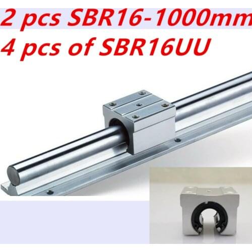 SBR16 1000mm linear guide set: SBR16 L1000mm(2pcs)+SBR16UU linear bearing block(4pcs) cnc parts