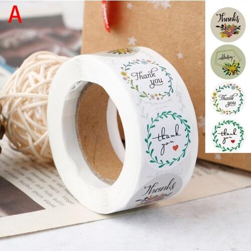 500pcs/lot Vintage"Thank you" Kraft paper Seal sticker For handmade products baking products sealing sticker Label
