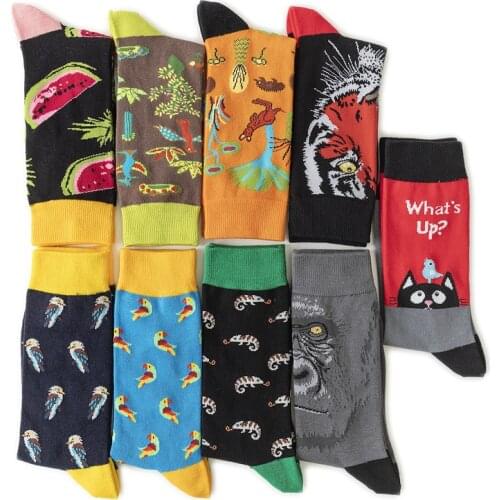 Creative Hip Hop Fashion Trend Unisex Happy Socks Combed Cotton Personality Animal Fruit Funny Skateboard Women Men Socks Meias