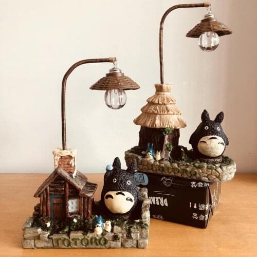 New style fairy cat night light wooden house thatched house eye protection Japanese childrens gift toy lamp handmade crafts