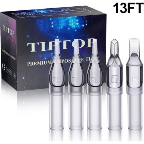 PEPAX 100pcs Assorted Size Tattoo Tips Tubes 13F tips for Tattoo Needles Round Diamond Flat/Magnum Sterilize Tips Grips Tattoo