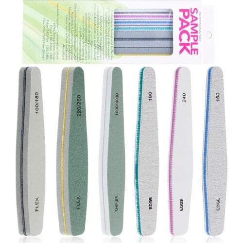 6pcs Nail Buffer File Block File Nail Polisher Washable Double Sided Emery Boards Grit 100/150/180/220/240/280/1000/4000 Buffer