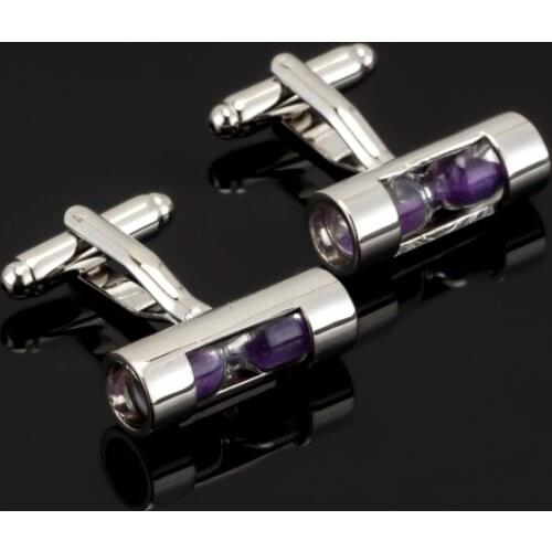 Luxury Fashion Old timer purple hourglass Cufflinks Round cufflinks for mens Brand cuff buttons cuff links High Quality Jewelry