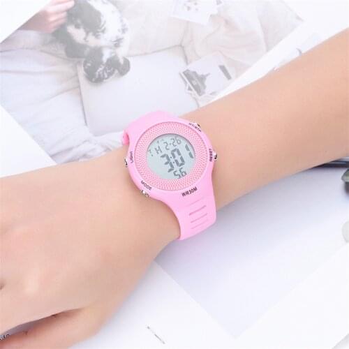 Pink Led Watch For Girls Children Outdoor Stopwatch Led Luminous Digital Watches For Kids Birthday Gift