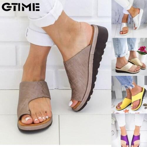 Womens Sandals New Female Shoes Comfy Platform Flat Sole Orthopedic Bunion Corrector Plus Size 35-43 Casual Shoes #SJPAE-10