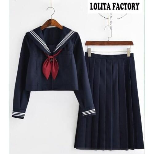WHITE 3 LINES NAVY Japanese JK Sets School Uniform Girls High School Women Novelty Sailor Suits Yankee Girl Uniform JJKN2100