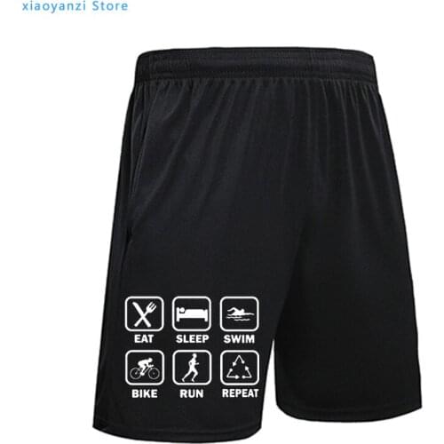 Mens Shorts Eat Sleep Triathlon Men Summer Styleen Gyms Shorts quick dry Joggers Sweatpants Fitness Short Cool
