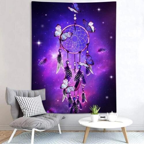 Simsant Dreamcatcher Tapestry Colorful Feather Space Hippie Art Wall Hanging Tapestries for Living Room Home Dorm Decor
