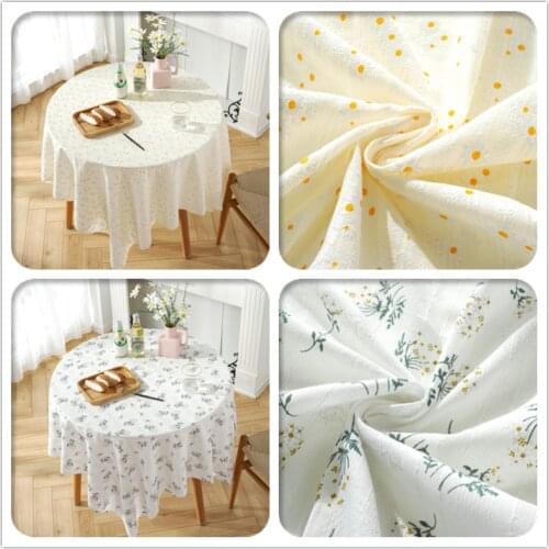 Table-Cloth-Korean Pastoral Floral Yellow Rectangular Tea Table Tablecloth Poly Cotton Dustproof Table Cover Wedding Decoration