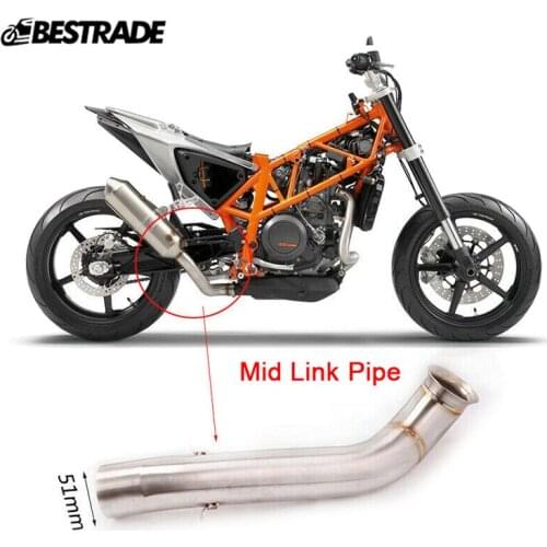 Motorcycle Middle Link Pipe Exhaust Pipe Connect Link Tips Slip On 51mm Muffler Stainless Steel Modified For DUKE 690 2012-2018