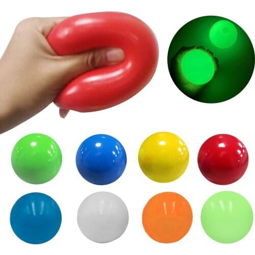 4.5cm Squeeze Toy Luminous Sticky Wall Balls Stress Reliever Toy Decompression Squishys 8 Color Fidget Adult Kids Gift антистрес