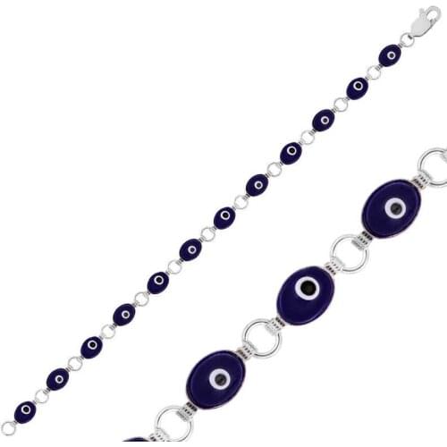 Tevuli 925 Sterling Silver Oval Evil Eye Women Bracelet