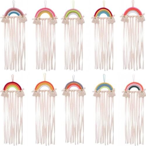 Woven Rainbow Handmade Storage Belt Hair Bows Kid Girl Hair Clip Hanger Organizer Rainbow Color Hair Clips Hair Holder
