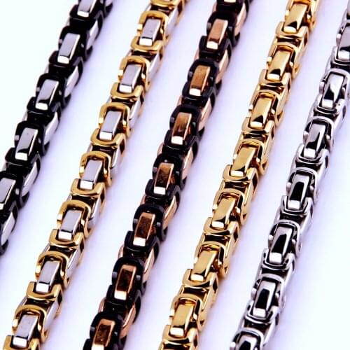 7-40" Byzantine Single Box Chain Hot Selling 316L Stainless Steel Cool Mens Band Party Biker Necklace 8mm Width