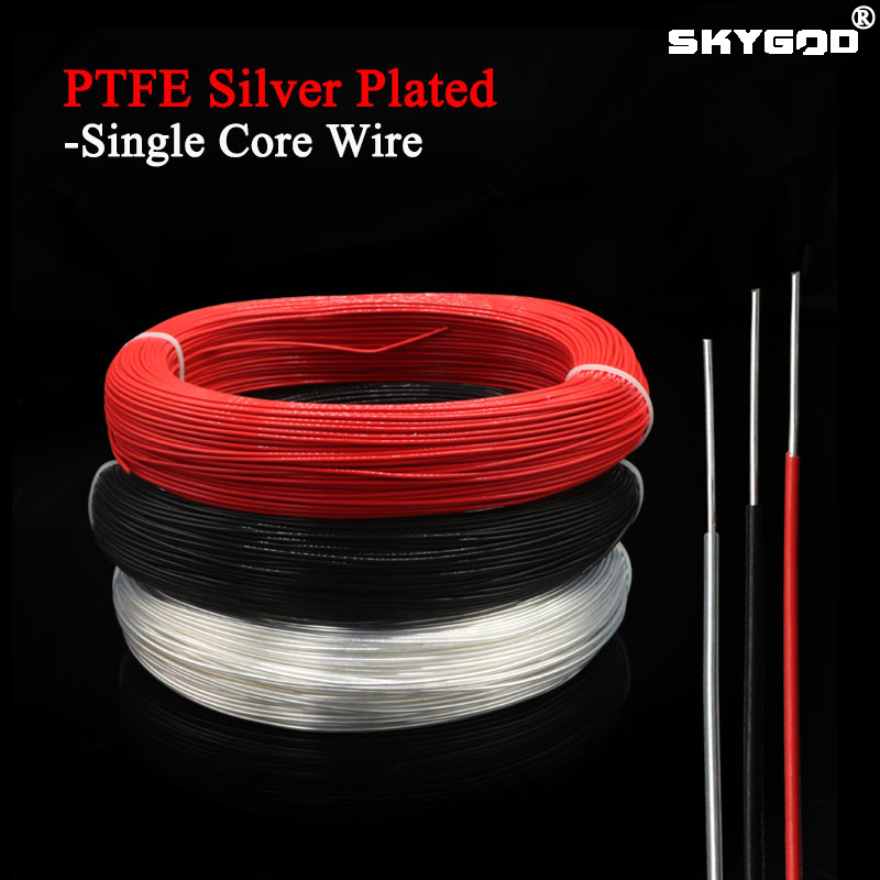 5M Square 0.06 0.12 0.2 mm Single Core PTFE Silver Plated Wire High Purity OFC Copper Cable HiFi Audio Speaker Headphone DIY