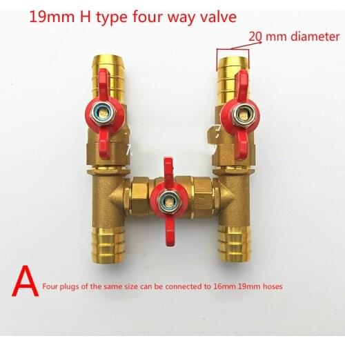 1pc brass ball valve for truck fuel tank auto parts H type 3/4 port fuel tank oil distributor valve