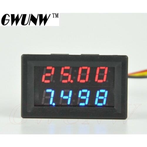 GWUNW BY42A 200V 10A DC 4 BIT Digital Voltage Ammeter Current Tester Meter Voltmeter Dual Display Red Blue Green LED
