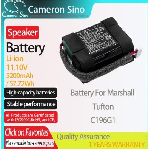 CameronSino Battery for Marshall Tufton fits Marshall C196G1 Speaker Battery 5200mAh/57.72Wh 11.10V Li-ion Black
