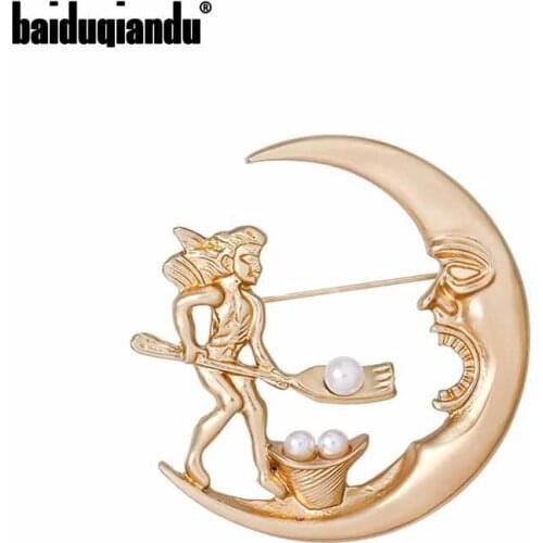 Baiduqiandu New Arrival Vintage Style Feeding the Moon Brooch Pins Dress Coat Accessories Jewelry